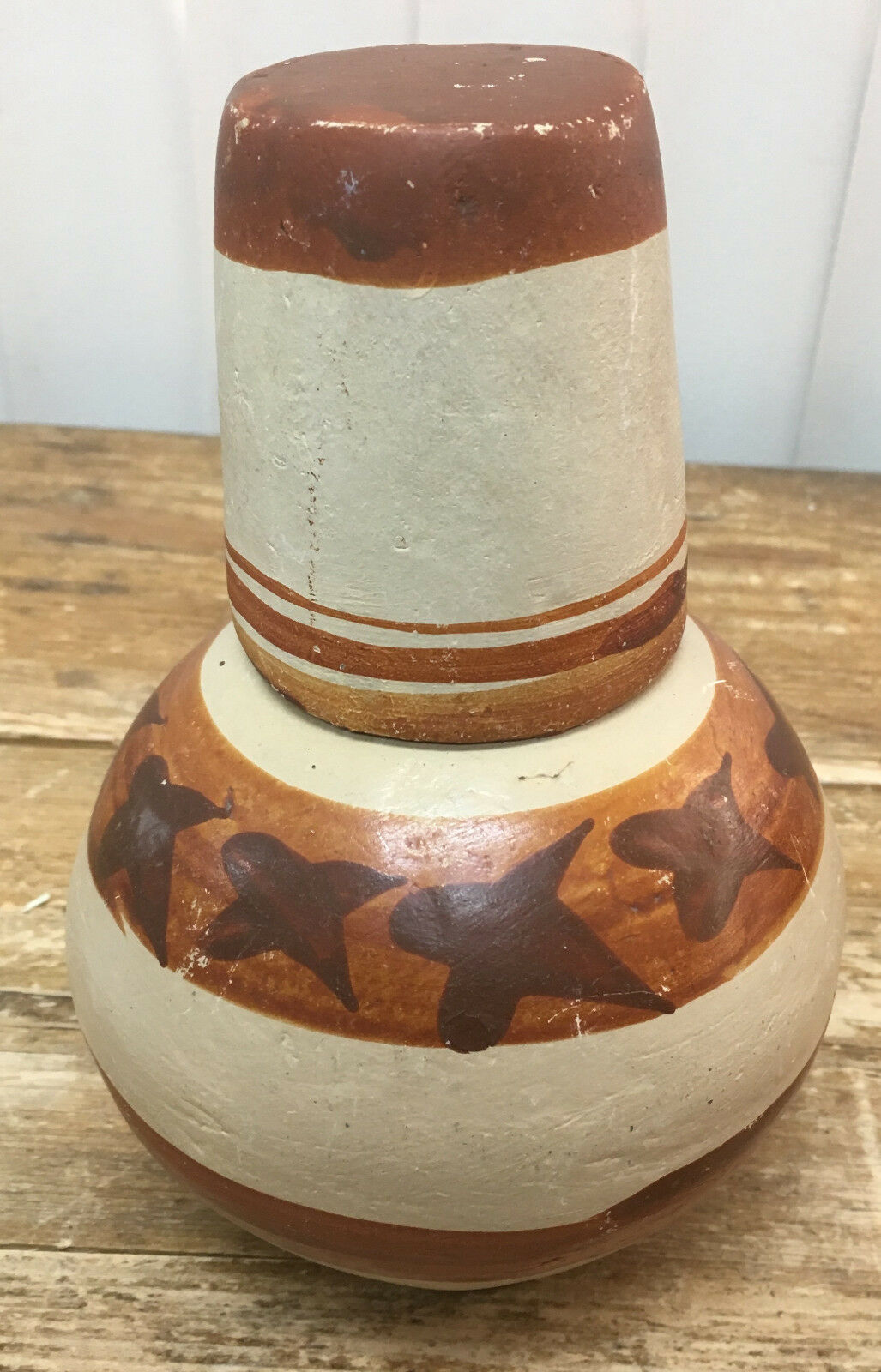 Pottery Vintage Ethnic Southwestern Tumble Up Mexico Jar Mug Chips Crude Help