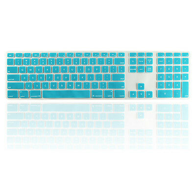 Aqua Blue Ultra Thin Silicone Keyboard Cover With Numeric Keypad For Apple Imac