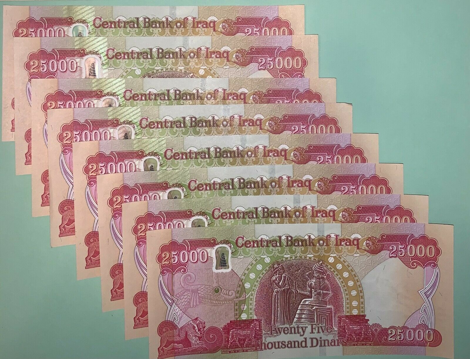 200,000 Iraqi Dinars (2020) With New Security Features - Unc | 8 X 25000 Iqd