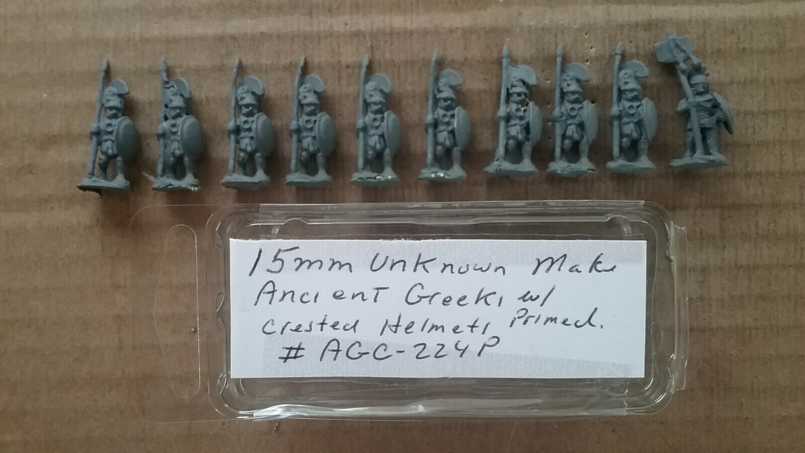 15mm Unknown Make Mounted Ancient Greek Crested Helmets Primed
