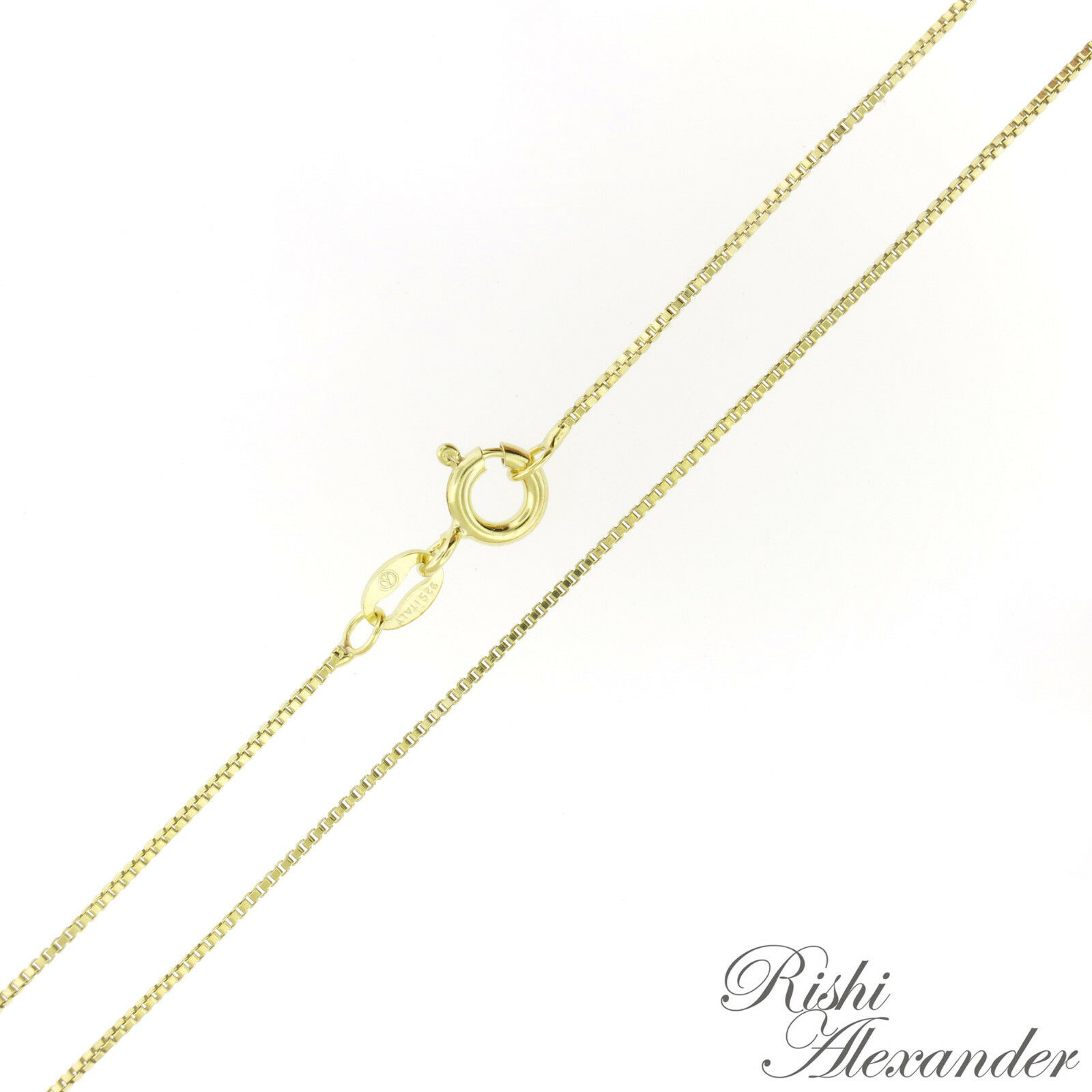 14k Gold Over 925 Sterling Silver Box Chain Necklace Vermeil .8mm Stamped 925